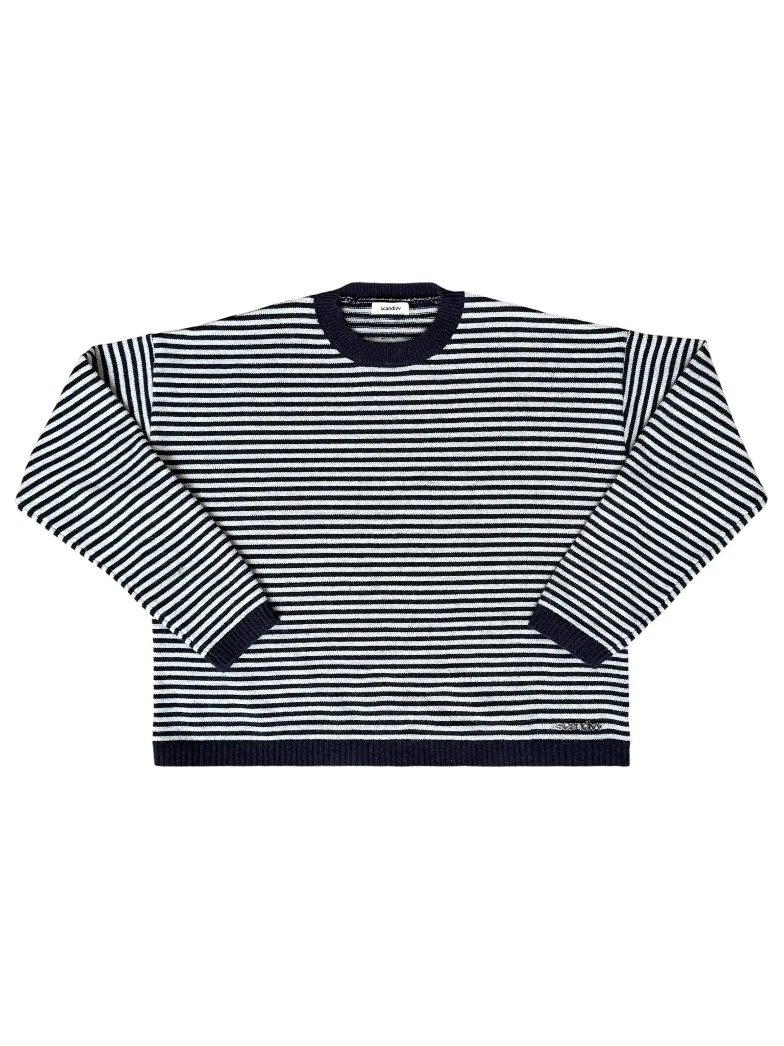 ALVA KNIT WITH SCARF IN NAVY AND GREY - scandivv