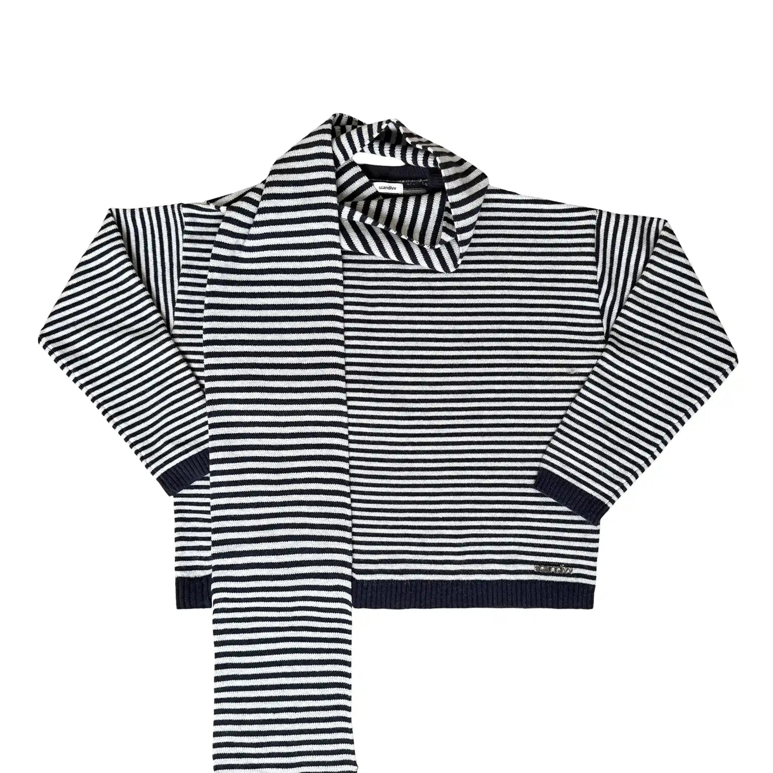 ALVA KNIT WITH SCARF IN NAVY AND GREY - scandivv