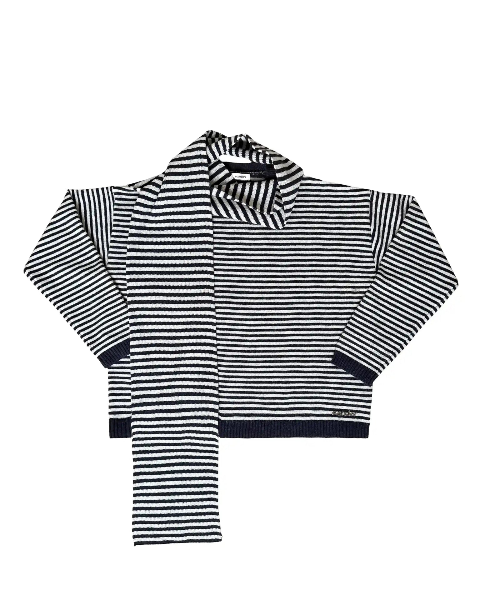 ALVA KNIT WITH SCARF IN NAVY AND GREY - scandivv