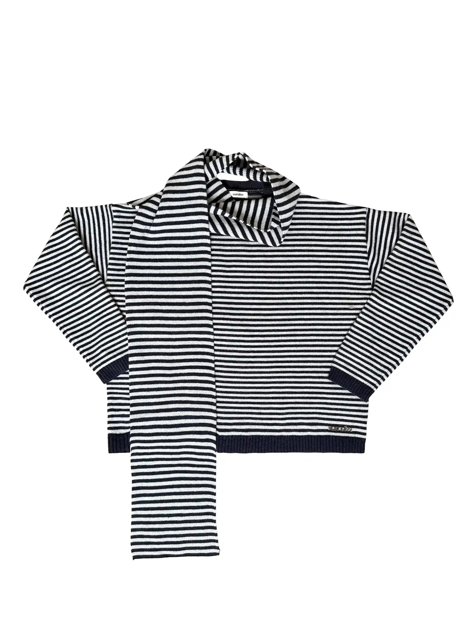 ALVA KNIT WITH SCARF IN NAVY AND GREY - scandivv