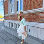 EDDA V-NECK 3/4 SLEEVE TOP IN AQUA - scandivv
