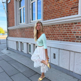 EDDA V-NECK 3/4 SLEEVE TOP IN AQUA - scandivv