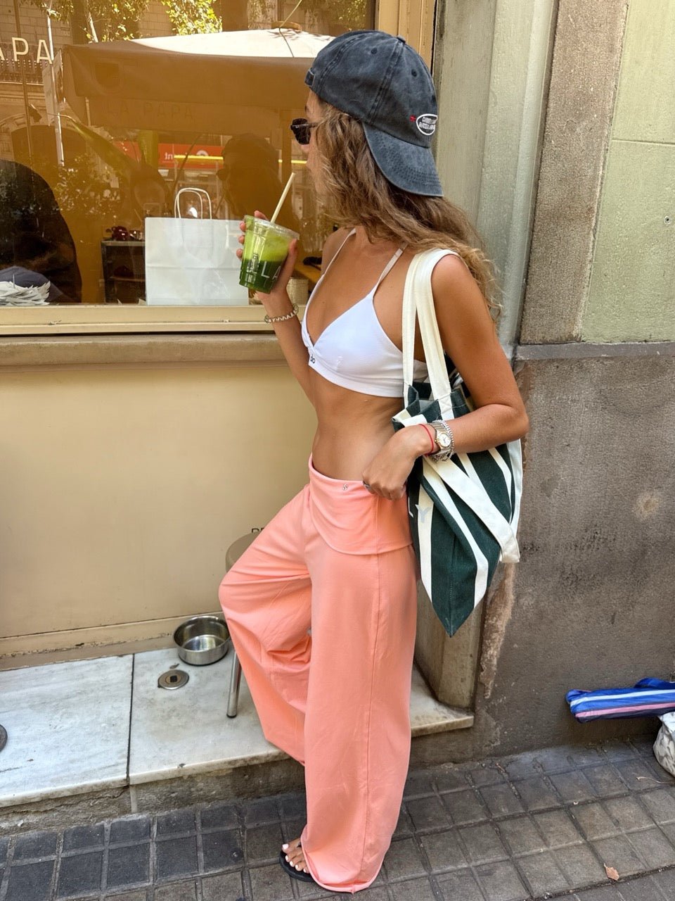EVA WIDE LEG FOLDOVER PANTS IN CORAL - scandivv