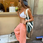EVA WIDE LEG FOLDOVER PANTS IN CORAL - scandivv