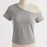 ADA TOP WITH SHELL BUTTONS IN GREY - scandivv