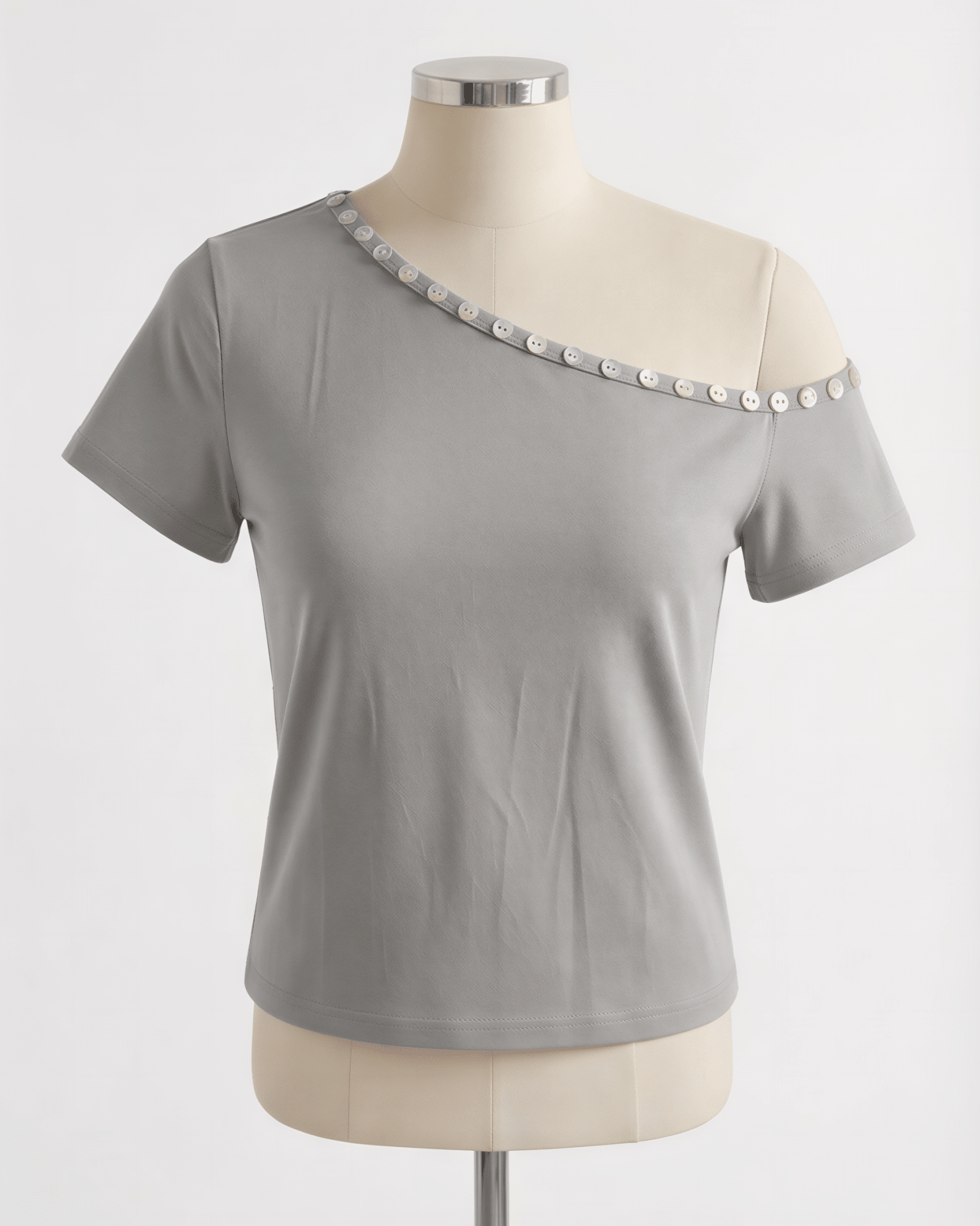 ADA TOP WITH SHELL BUTTONS IN GREY - scandivv