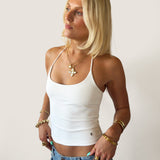 SIGNATURE HALTER NECK TANK TOP IN WHITE