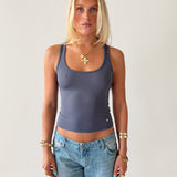 SIGNATURE SQUARE NECK TANK TOP IN DUSTY BLUE