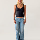 SIGNATURE SQUARE NECK TANK TOP IN BLACK