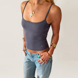 SIGNATURE SPAGHETTI STRAP TANK TOP IN DUSTY BLUE