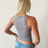 SIGNATURE SQUARE NECK TANK TOP IN GREY