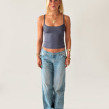 SIGNATURE SPAGHETTI STRAP TANK TOP IN DUSTY BLUE