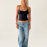 SIGNATURE HALTER NECK TANK TOP IN BLACK