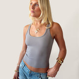 SIGNATURE SQUARE NECK TANK TOP IN GREY