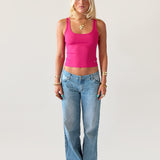 SIGNATURE SQUARE NECK TANK TOP IN PINK