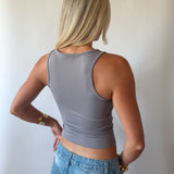 SIGNATURE SQUARE NECK TANK TOP IN GREY