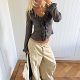COMING SOON - ALMA RUFFLE BLOUSE IN GREY