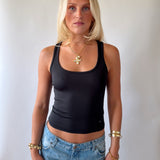 SIGNATURE SQUARE NECK TANK TOP IN BLACK