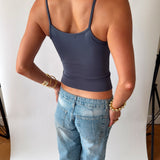 SIGNATURE SPAGHETTI STRAP TANK TOP IN DUSTY BLUE