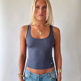 SIGNATURE SQUARE NECK TANK TOP IN DUSTY BLUE