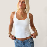 SIGNATURE SQUARE NECK TANK TOP IN WHITE - scandivv