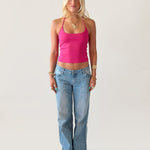 SIGNATURE HALTER NECK TANK TOP IN PINK - scandivv