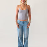 SIGNATURE HALTER NECK TANK TOP IN GREY - scandivv
