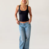 SIGNATURE SQUARE NECK TANK TOP IN BLACK - scandivv