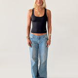 SIGNATURE SQUARE NECK TANK TOP IN BLACK - scandivv