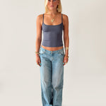 SIGNATURE SPAGHETTI STRAP TANK TOP IN DUSTY BLUE - scandivv