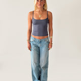 SIGNATURE SPAGHETTI STRAP TANK TOP IN DUSTY BLUE - scandivv