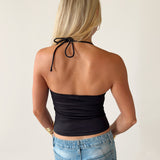 SIGNATURE HALTER NECK TANK TOP IN BLACK - scandivv