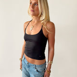 SIGNATURE HALTER NECK TANK TOP IN BLACK - scandivv