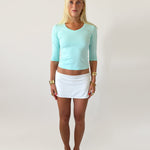 SUUS V-NECK 3/4 SLEEVE TOP IN AQUA - scandivv