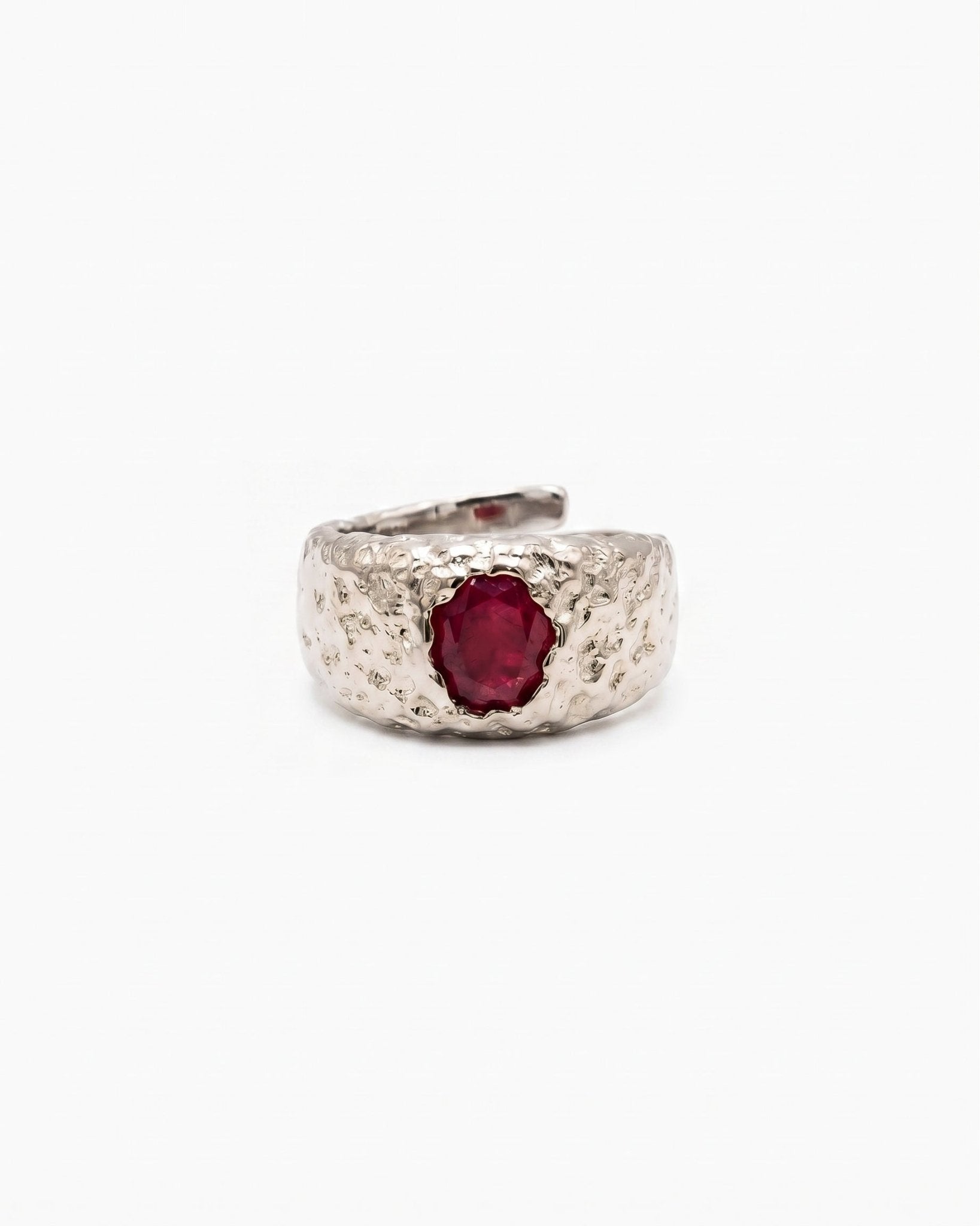 BEER RING SILVER IN RED - scandivv