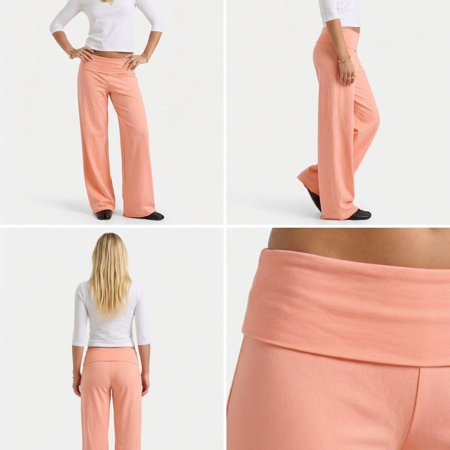 COMING SOON - EVA WIDE LEG FOLDOVER PANTS IN CORAL - scandivv