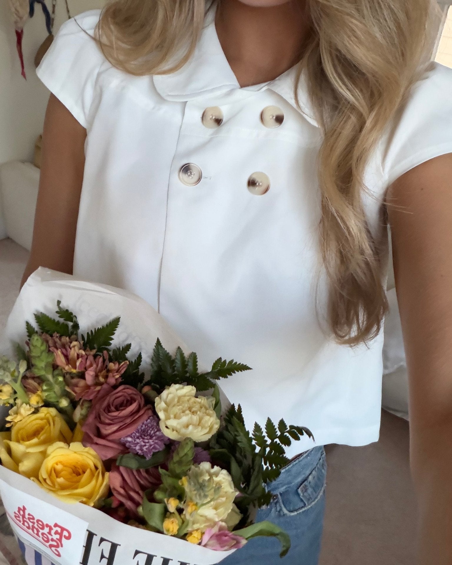 JASSIE BUTTON TOP IN WHITE - scandivv