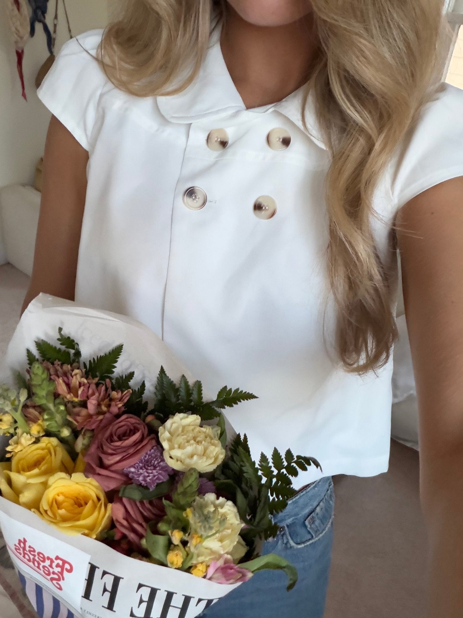 JASSIE BUTTON TOP IN WHITE - scandivv