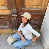 PREORDER - SUUS V-NECK 3/4 SLEEVE TOP IN WHITE - scandivv