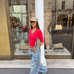 SUUS V-NECK 3/4 SLEEVE TOP IN RED - scandivv