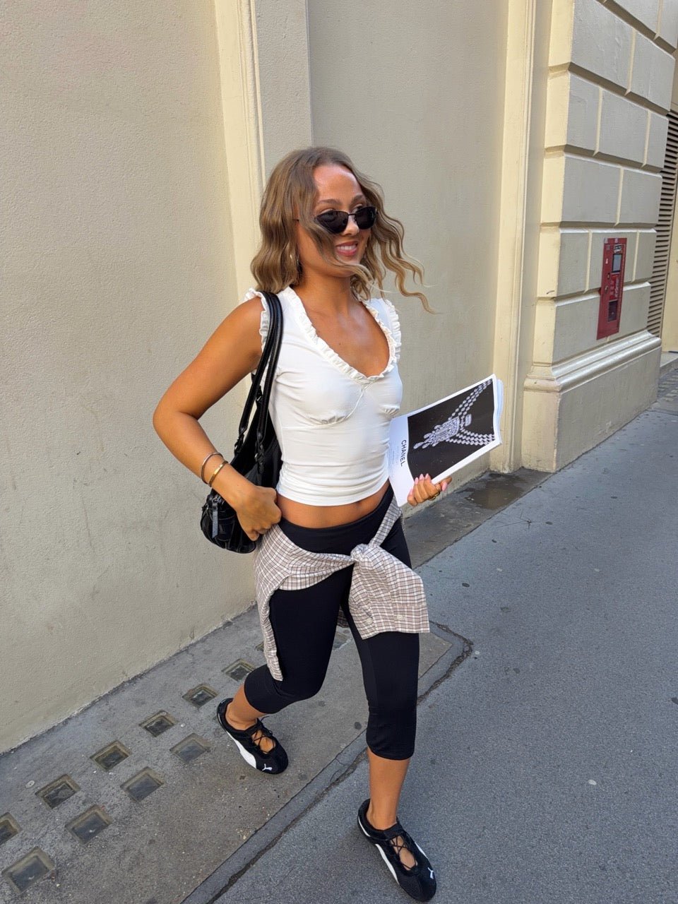 PREORDER - NIEN RUFFLE V NECK TOP IN WHITE - scandivv