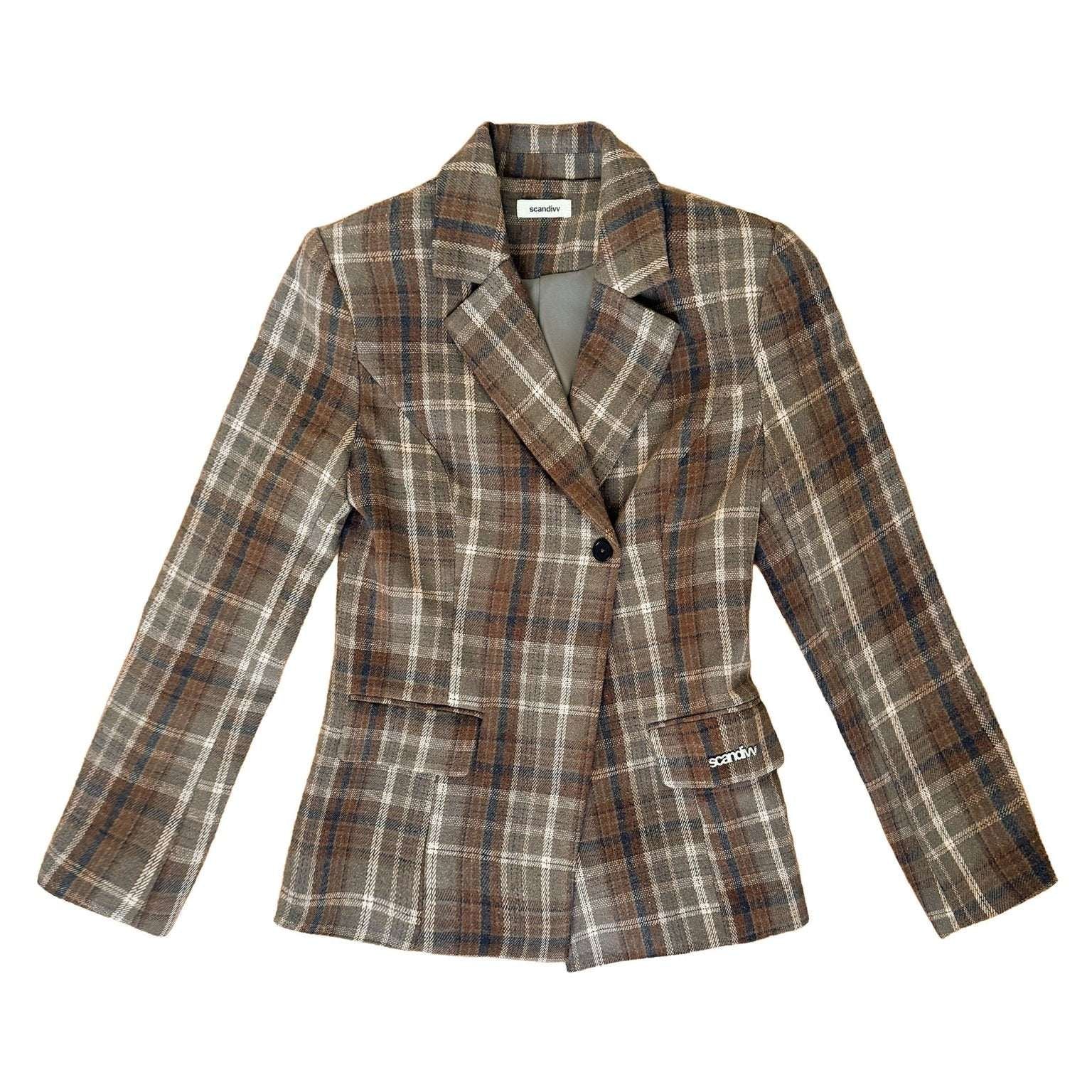 NOOR PLAID BLAZER IN BROWN - scandivv