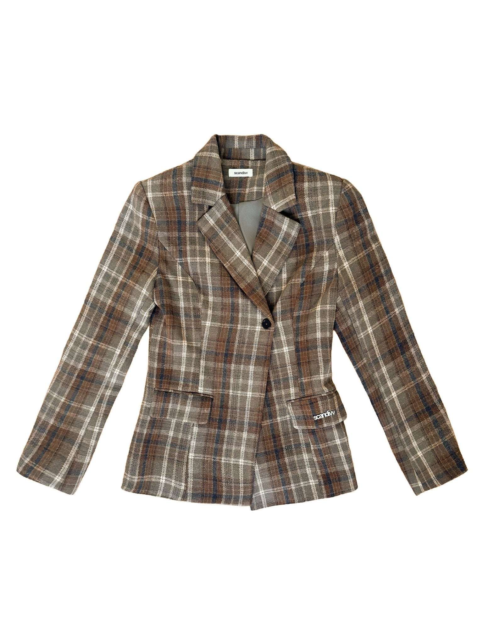 NOOR PLAID BLAZER IN BROWN - scandivv