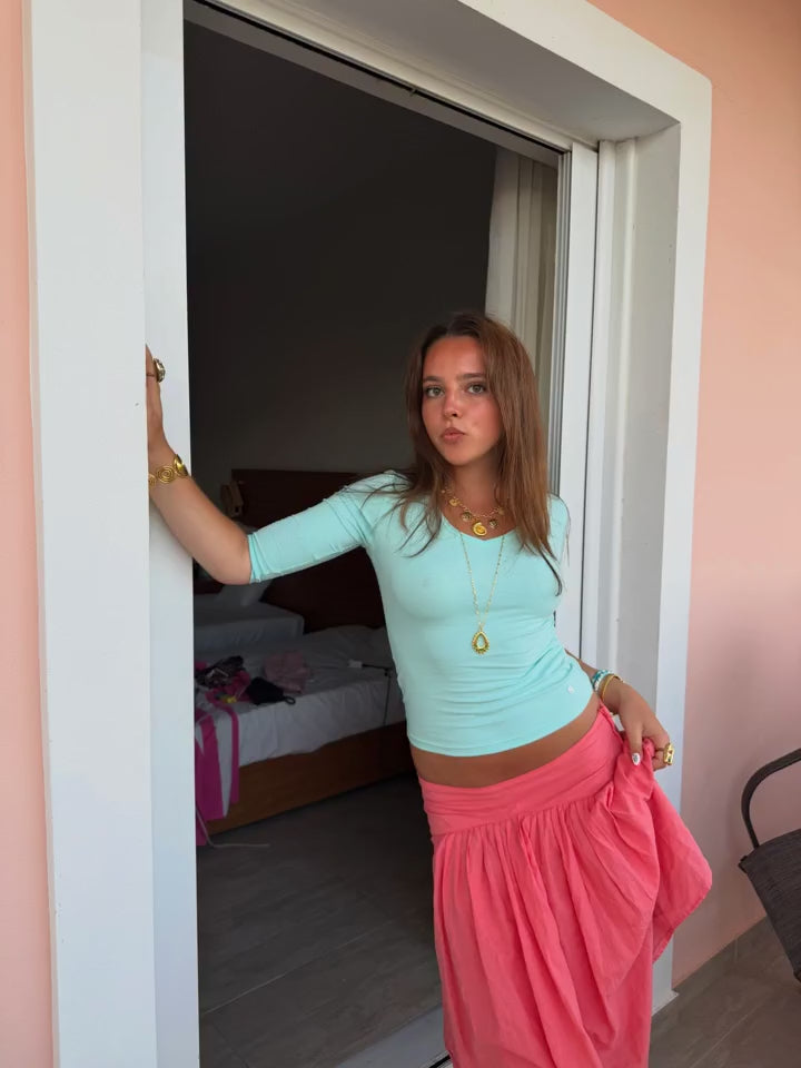 Community UGC row 506: SUUS V-NECK 3/4 SLEEVE TOP IN AQUA