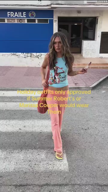 Community UGC row 388: EVA WIDE LEG FOLDOVER PANTS IN CORAL