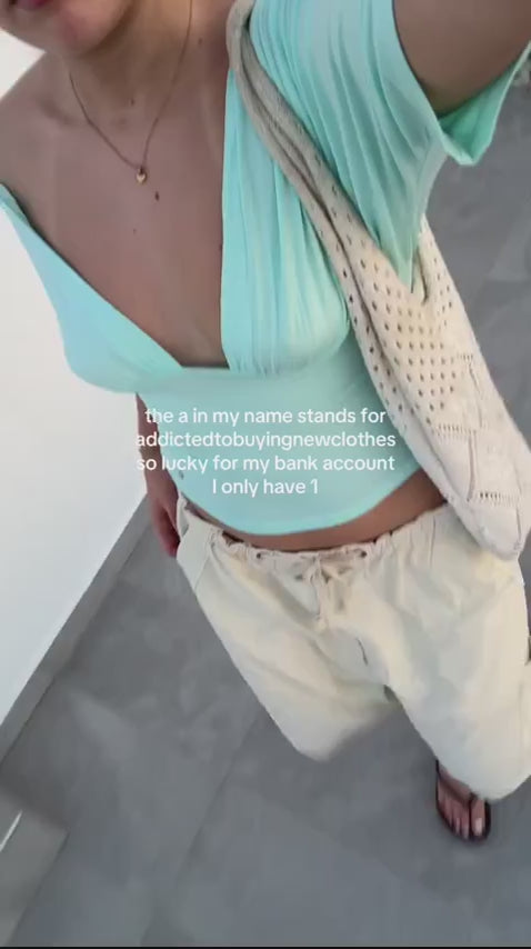 Community UGC row 492: ANNA DEEP V DRAPED SLEEVE TOP IN AQUA