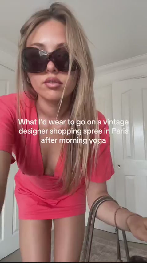 Community UGC row 462: JESSIE DEEP V DRAPED SLEEVE DRESS IN CORAL RED
