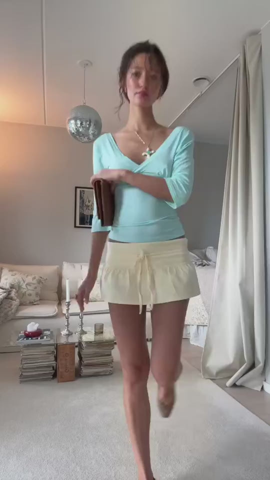 Community UGC row 444: SAGE NECKLACE, EDDA V-NECK 3/4 SLEEVE TOP IN AQUA