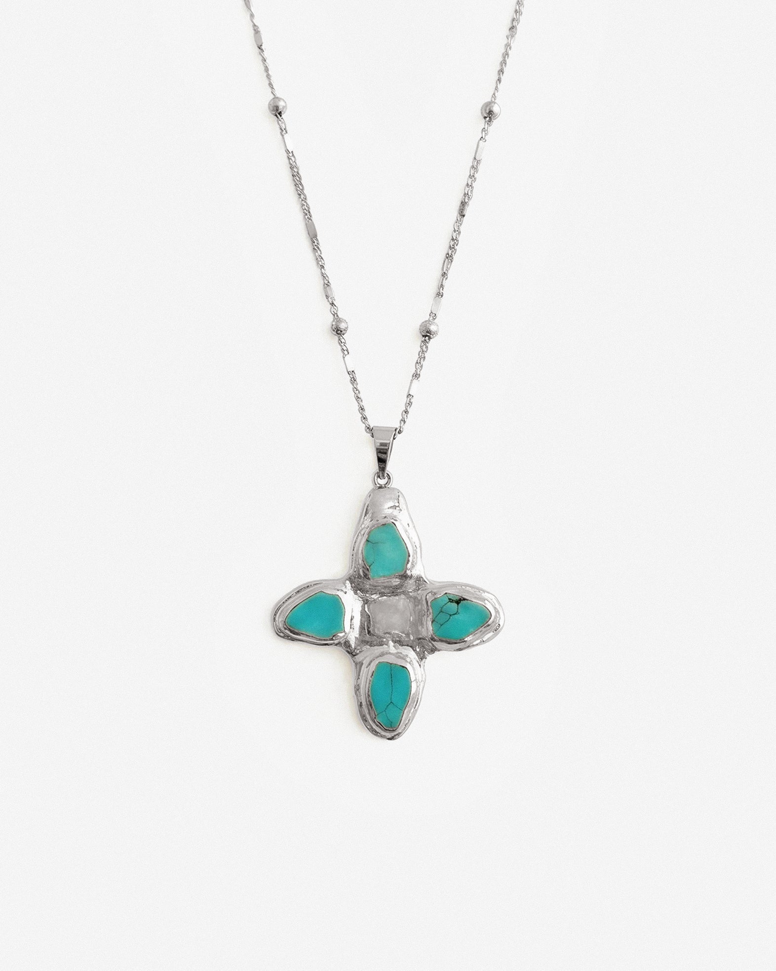RENS NECKLACE SILVER IN AQUA - scandivv