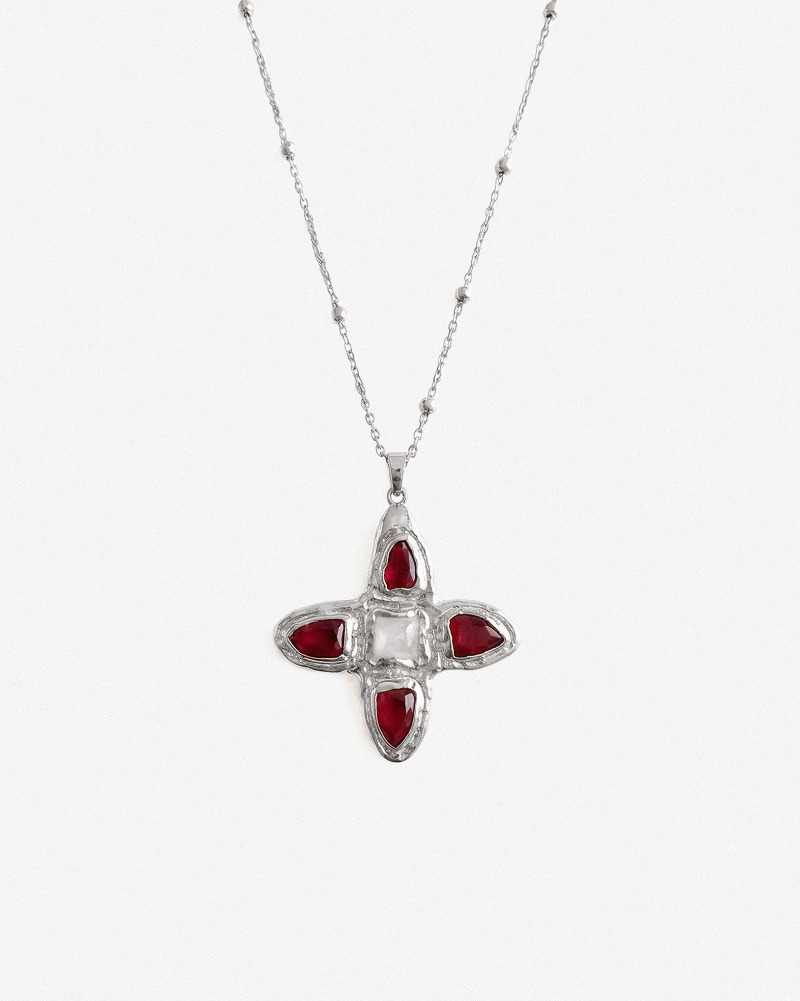 RENS NECKLACE SILVER IN RED - scandivv
